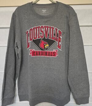 Louisville Cardinals Captivating Men's L Gray Crewneck Sweatshirt NCAA NWOT